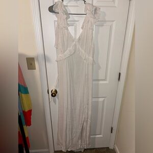White Ruffle Maxi Dress